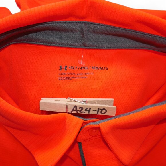 Under Armour Men's Tech Golf Polo Shirt Size 4XLT Neon Orange Heatgear NWT - Picture 5 of 6